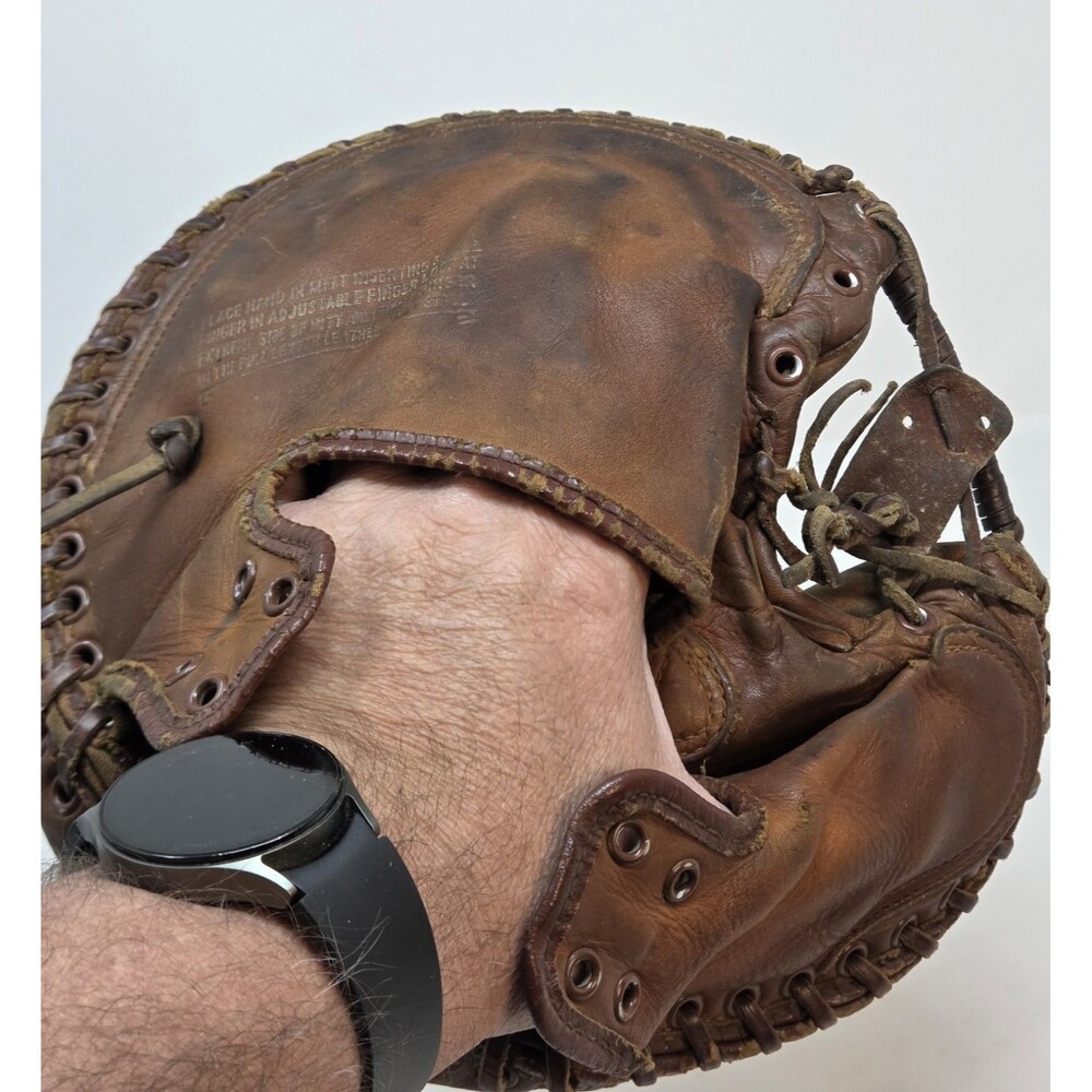 Vintage Spalding Catchers Mitt Leather Baseball Glove Pancake‎ 1950s-60s USA - Picture 8 of 10